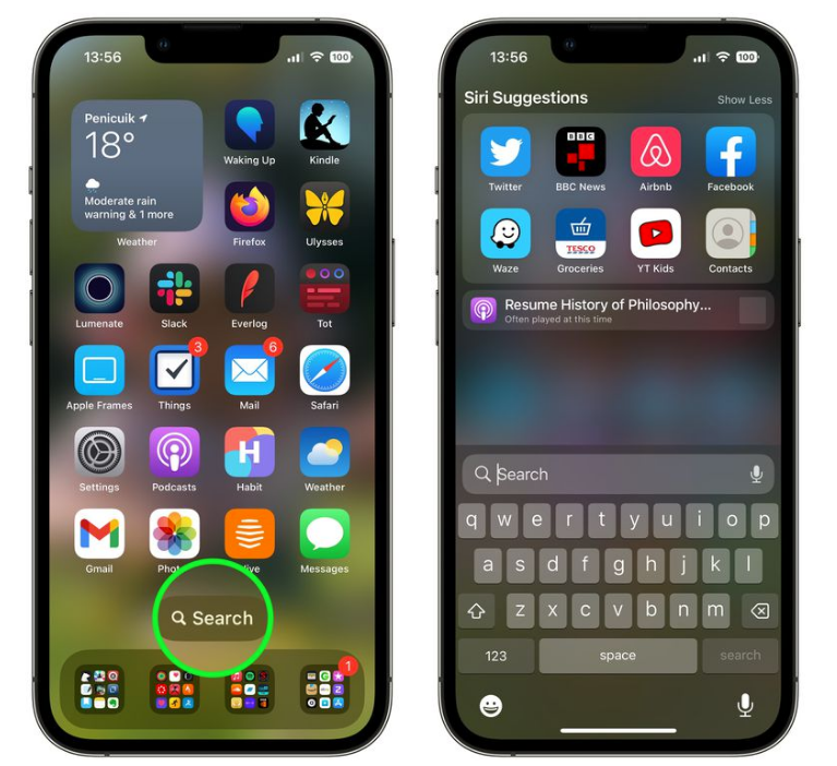 杨陵苹果手机维修分享升级到 iOS 16 后，如何删除主屏幕上的搜索按钮 