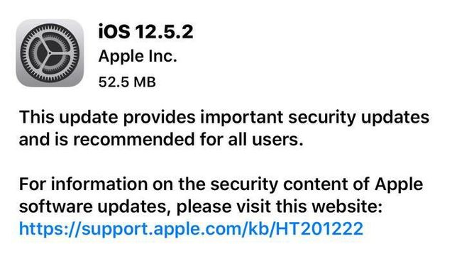 杨陵苹果手机维修分享iOS12.5.2发布，建议所有老苹果用户安装 